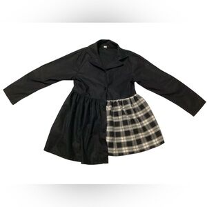 SHEIN Size 120(5T) Girls Fall Black and Plaid Button-Up Dress